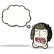 cartoon drooling face with thought bubble