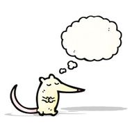 cartoon white mouse with thought bubble N8