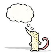 cartoon white mouse with thought bubble N9