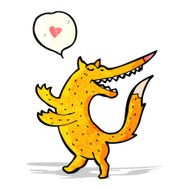 cartoon fox with love heart
