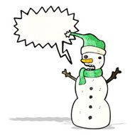 cartoon snowman with speech bubble