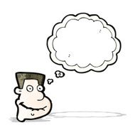 cartoon excited boy with thought bubble N163