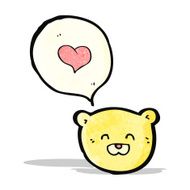 cartoon teddy bear face with love heart