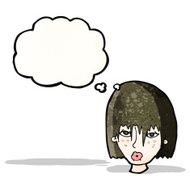cartoon female face with thought bubble N166