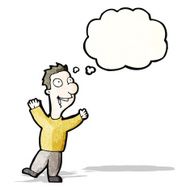 cartoon happy man with thought bubble N507