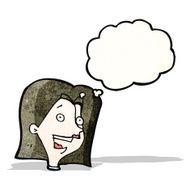 cartoon female face with thought bubble N167