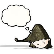 cartoon female face with thought bubble N168