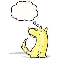 cartoon dog with thought bubble N23