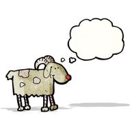 cartoon goat with though bubble