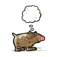 cartoon dog with thought bubble N25