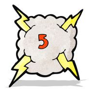 cartoon thunder cloud with number five