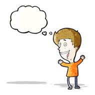 cartoon happy boy with thought bubble N258