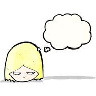 annoyed blond girl with thought bubble