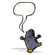 cartoon penguin with speech bubble N26