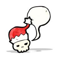 Cartoon Skull Wearing Christmas Hat N2