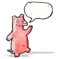 cartoon pig with speech bubble N25