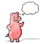 cartoon pig with thought bubble N21