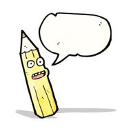 cartoon pencil with speech bubble N5