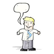 cartoon office man shrugging shoulders