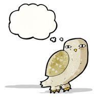 cartoon wise owl with thought bubble