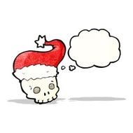 cartoon skull in santa hat N2