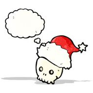 cartoon skull in santa hat N3