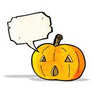 cartoon pumpkin with speech bubble N21