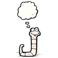 cartoon worm with thought bubble N11