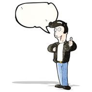 cartoon cool guy giving thumbs up symbol