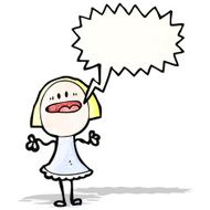 cartoon blond woman talking loudly