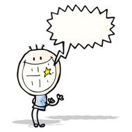 cartoon grinning man with speech bubble N102