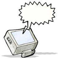 cartoon television with speech bubble