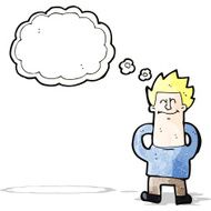 cartoon relaxed man imagining