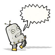 cartoon funny robot with speech bubble N97