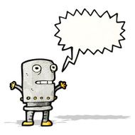 cartoon funny robot with speech bubble N98
