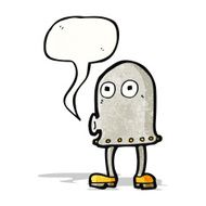 cartoon funny robot with speech bubble N100