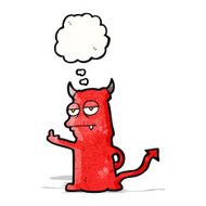 cartoon little devil with thought bubble N21