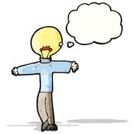 cartoon man with lightbulb for head