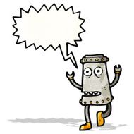 cartoon funny robot with speech bubble N101