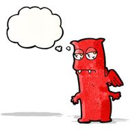 cartoon little devil with thought bubble N22