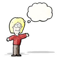 cartoon person with thought bubble