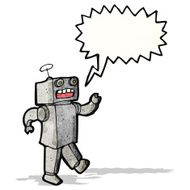 cartoon funny robot with speech bubble N103