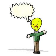 cartoon light bulb idea head man