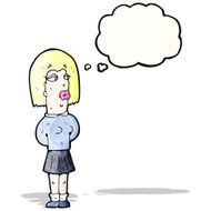 cartoon ugly woman with thought bubble