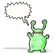 alien with speech bubble cartoon
