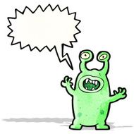 alien with speech bubble cartoon N2
