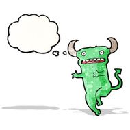 cartoon little devil with thought bubble N23