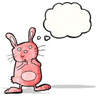 cute rabbit cartoon with thought bubble