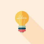 Light bulb flat icon with long shadow eps10 N23