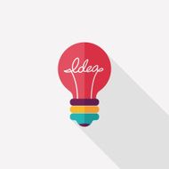 Light bulb flat icon with long shadow eps10 N24